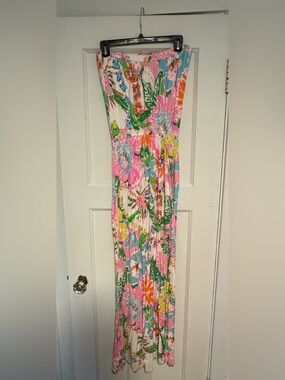 Lilly Pulitzer for Target Pink Floral Strapless Maxi Dress Size L